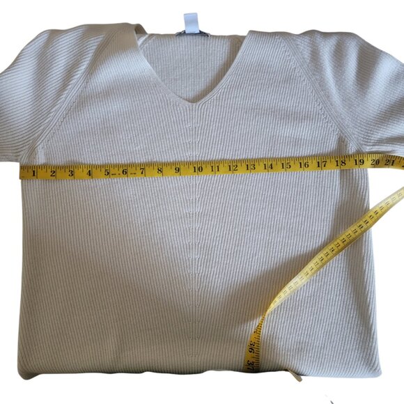 Athleta Sweater Hanover Refined V Neck Merino Wool Blend Small Bone Jumper SZ S - Picture 11 of 12